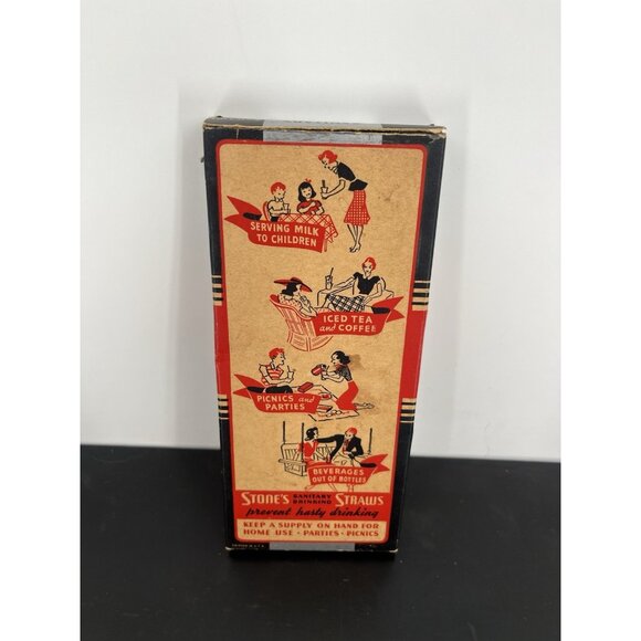 Vintage 1940's Stone's Paper Straws Box Stone Straw Corp Washington DC - Picture 2 of 6